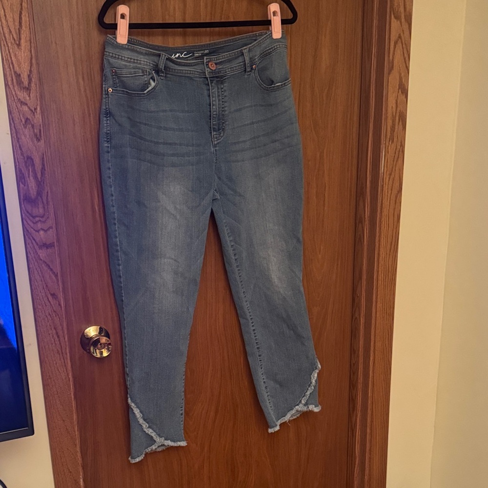 INC International Concepts Frayed Hem Blue Jeans